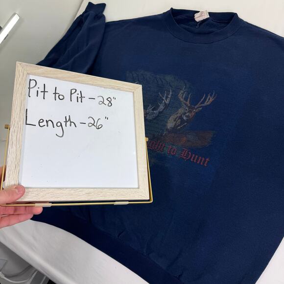 Vintage 90s y2k Deer Crewneck Men XXL 'Right To Hunt' Outdoor Hunting Sweatshirt - Picture 6 of 6